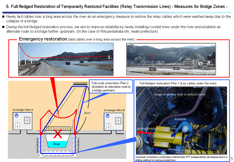 Full-fledged Restoration of Temporarily Restored Facilities (Relay Transmission Lines) - Measures for Bridge Zones -