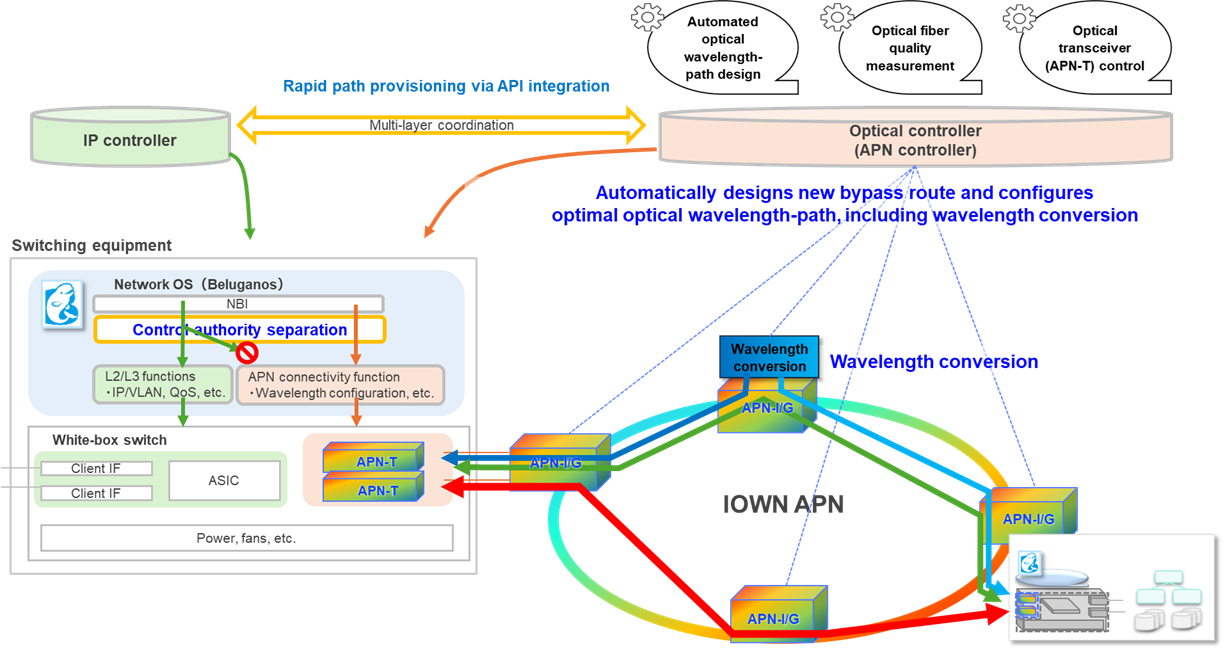 Automatically design new detour routes and set optimal optical wavelength paths, including wavelength conversion