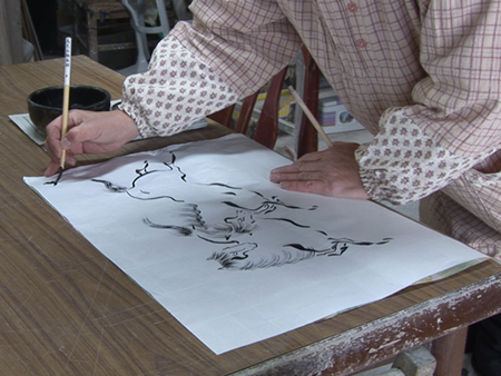 大堀相馬焼 白峰作 走り駒絵図 木製大看板 176㎝ 激レア
