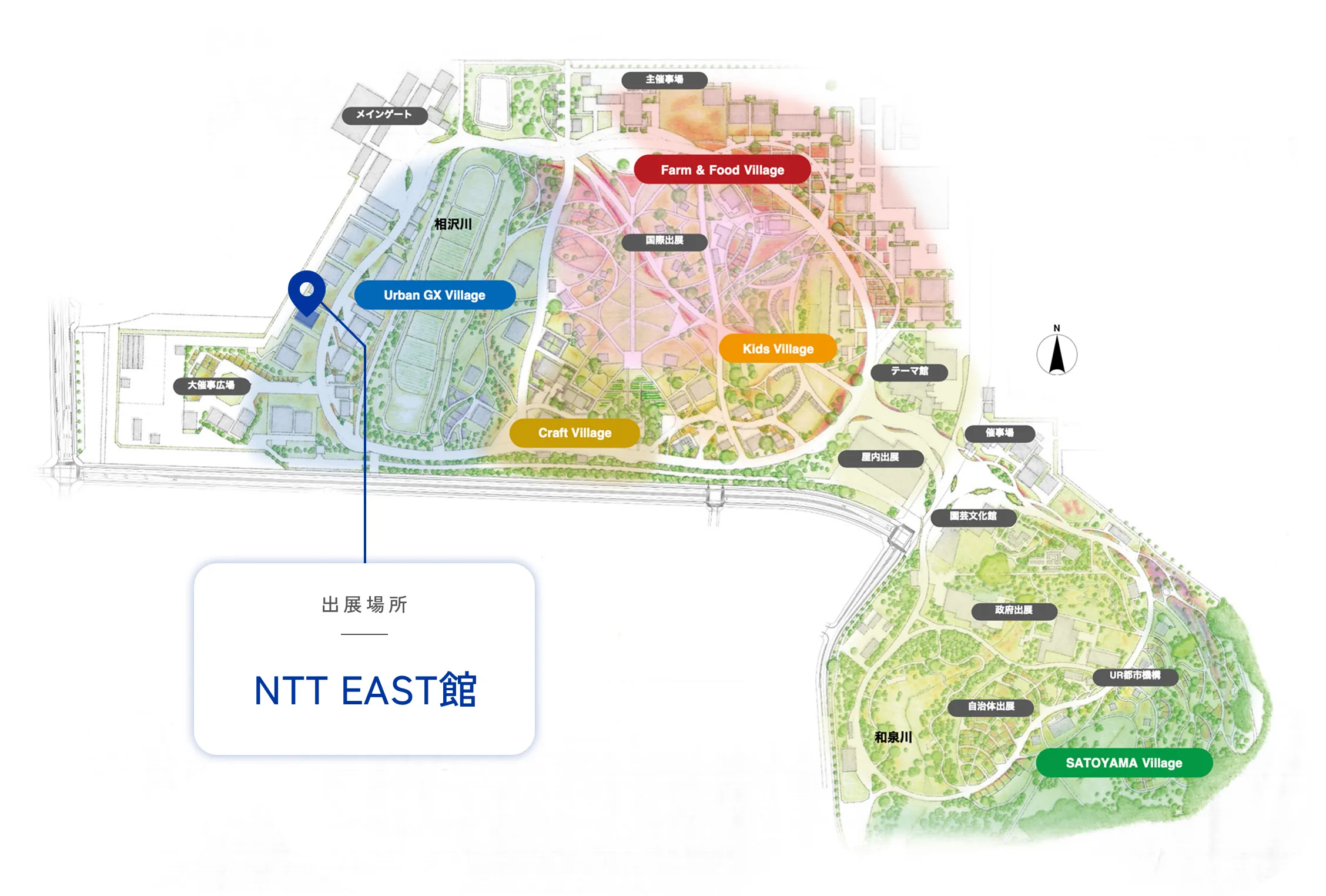 Urban GX Village���ɂ���NTT EAST�ق̏ꏊ���������}�b�v