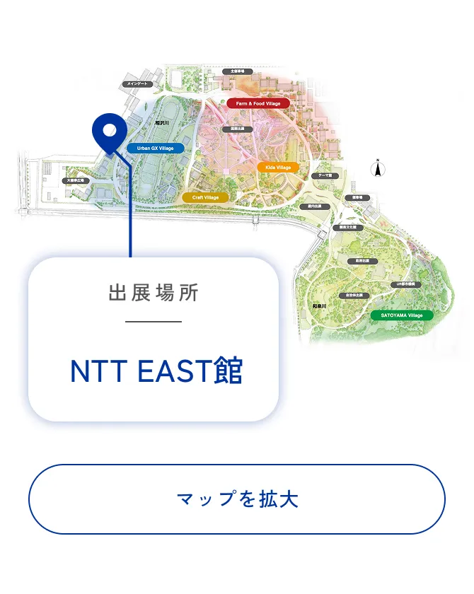 Urban GX Village���ɂ���NTT EAST�ق̏ꏊ���������}�b�v