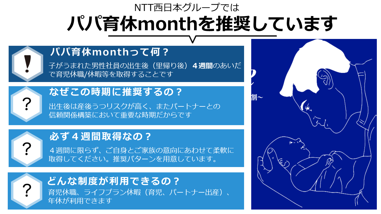 NTT{O[vł̓ppxmonth𐄏Ă܂BQ.ppxmonthĉHA.q܂ꂽjЈ̏oiAjSTԂ̂ň玙xE/xɓ擾邱ƂłBQ.Ȃ̎ɐ́HA.o͎YイXNA܂p[gi[Ƃ̐M֌W\zɂďdvȎłBQ.KSTԎ擾Ȃ́HA.STԂɌ炸AgƂƑ̈ӌɂ킹ď_Ɏ擾ĂBp^[pӂĂ܂BQ.ǂȐxpł́HA.玙xEACtvxɁi玙Ap[gi[oYjANxpł܂