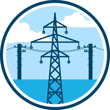 電柱・通信ケーブルといった通信インフラ設備のイメージ