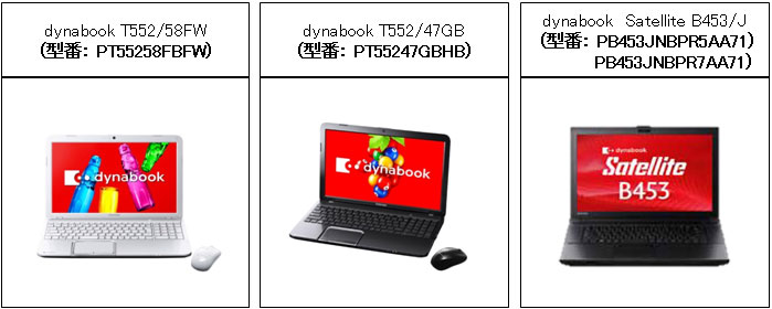 dynabook T552/58FWi^ԁF PT55258FBFWj
dynabook T552/47GBi^ԁF PT55247GBHBj
dynabook@Satellite B453/Ji^ԁF PB453JNBPR5AA71APB453JNBPR7AA71j
