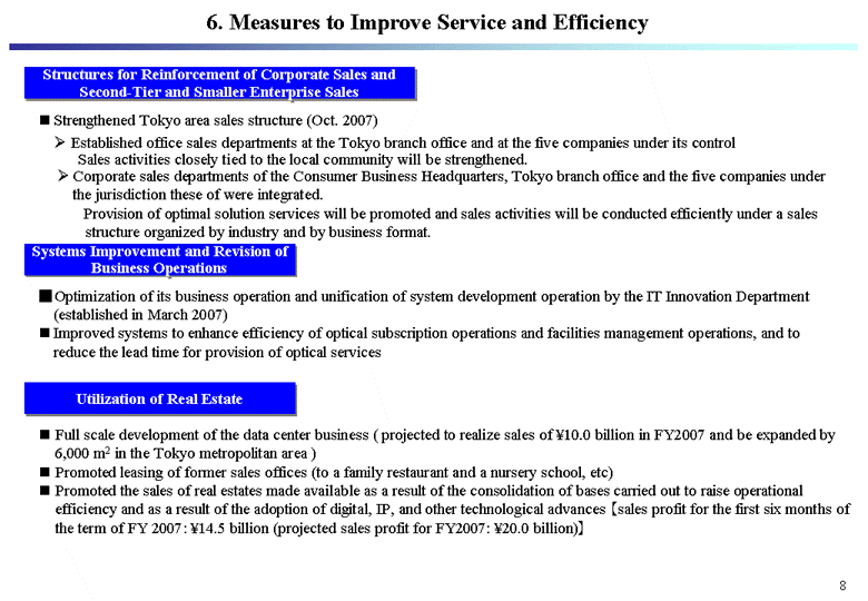 6. Measures to Improve Service and Efficiency