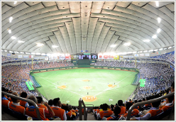 都市対抗と言えば東京ドーム。NTT東日本の試合では、客席がオレンジ色に染まります。